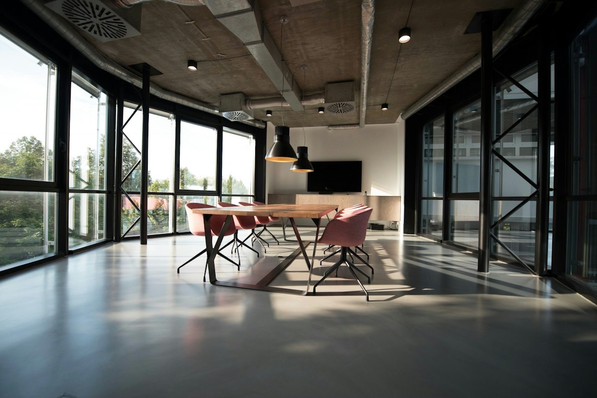A modern office meeting space representing business consulting.