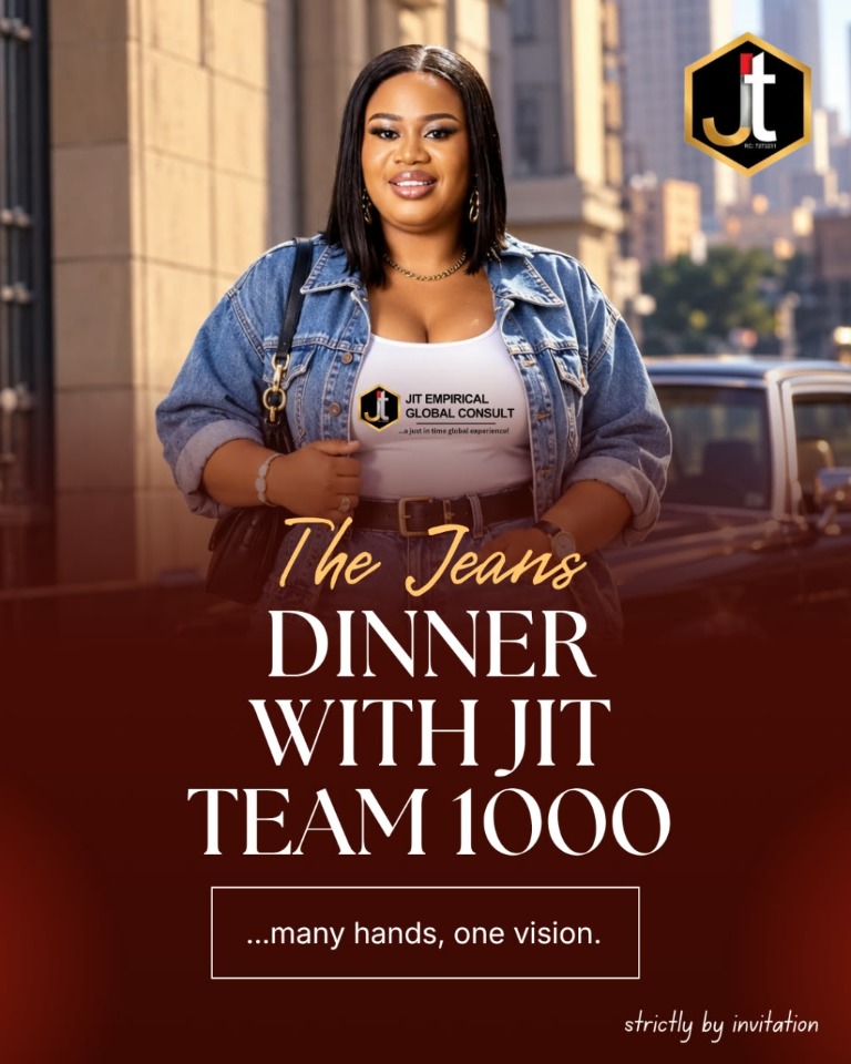 Event poster for The Jeans Dinner with JIT Team 1000, by invitation only.